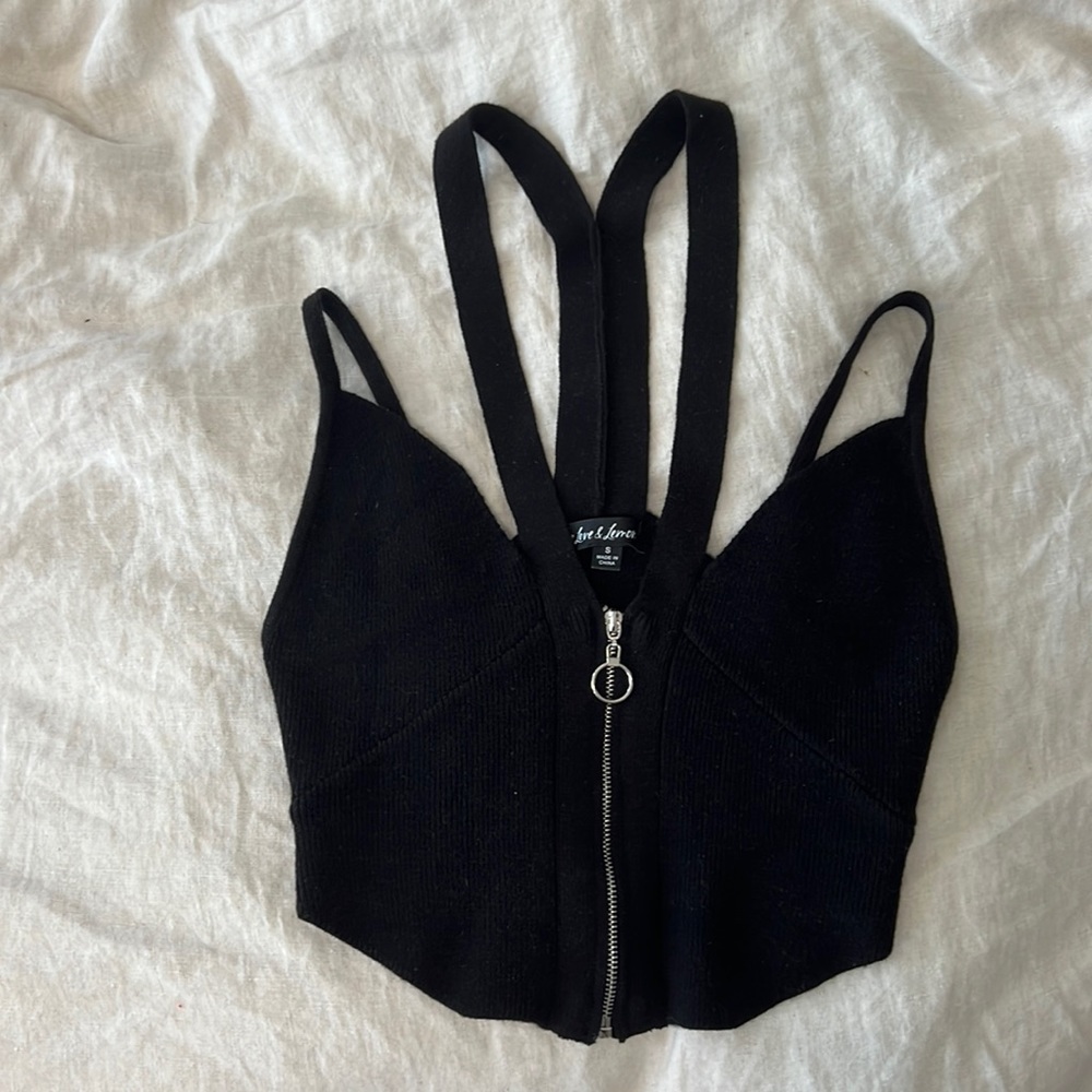 Black Cropped Knit Corset Top - For Love and Lemons